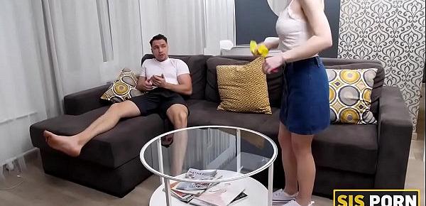  SIS.PORN. Perverted guy watches stepsister cleaning and offers her a break to be banged